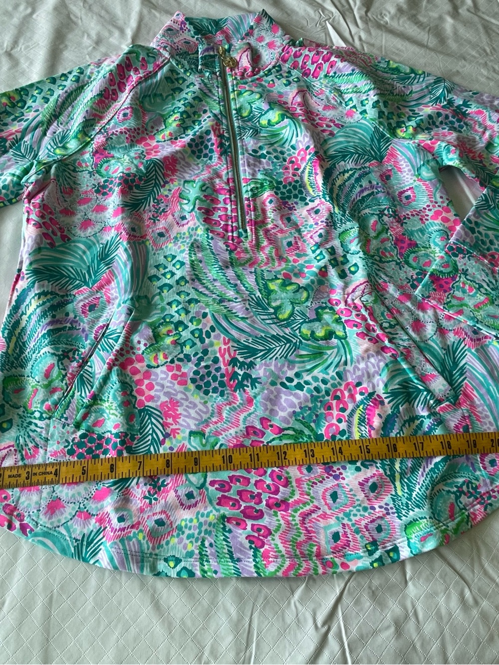 LILLY PULITZER Tropical Print Half-Zip Pullover - Pink & Aqua multicolor